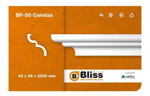 Moldura Telgopor Techo Pared Bliss Bf-50 X Tira 2ml Rambla
