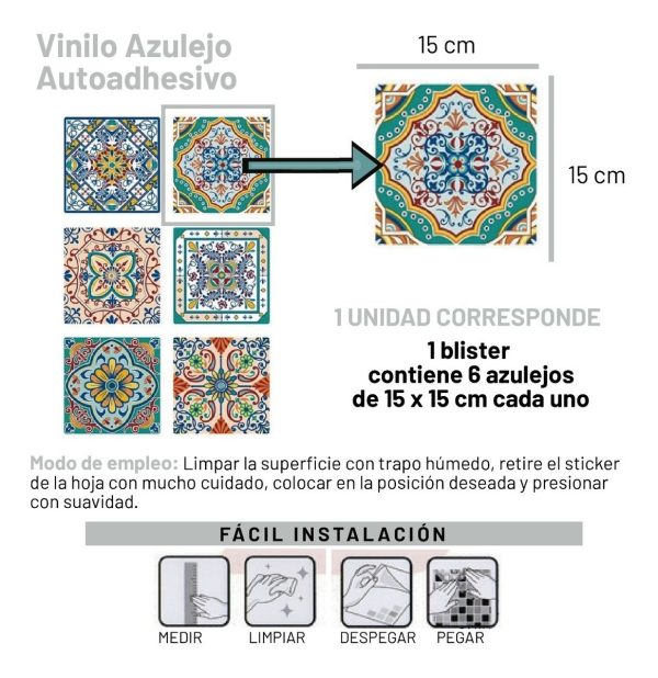 Azulejos Autoadhesivos Vinilo Muresco 16451 X 6 U Rambla - Imagen 6