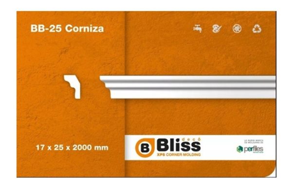 Moldura Telgopor Techo Pared Bliss Bb-25 X Tira 2ml Rambla