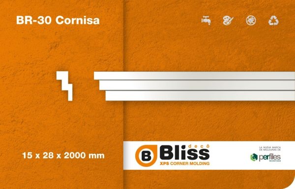 Moldura Telgopor Techo Pared Bliss Br-30 X Tira 2ml Rambla - Imagen 2