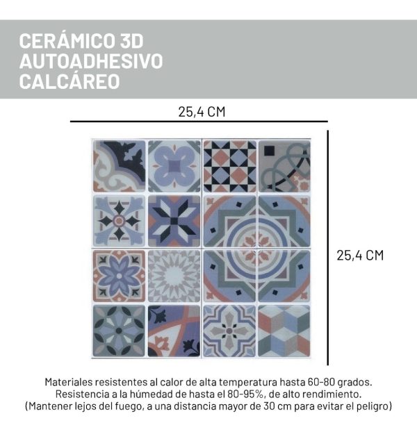 Azulejo Autoadhesivo Ceramico Calcareo Cocina Baño 16581 - Imagen 3