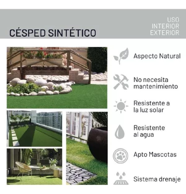 Camino Alfombra Cesped Sintetico 6mm 1mt Ancho X 1mt Lineal - Imagen 7