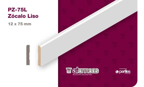 Zocalo Liso Mdf Prepintado Blanco 12x75x2750 Atenneas Pz75l - Imagen 3