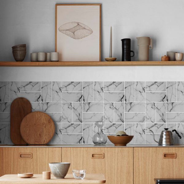 Cerámico Autoadhesivo Simil Marmol Cocina Baño Muresco - Imagen 2