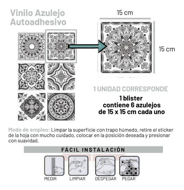 Azulejos Autoadhesivos Vinilo Muresco Negro X 6u 16601 - Imagen 7