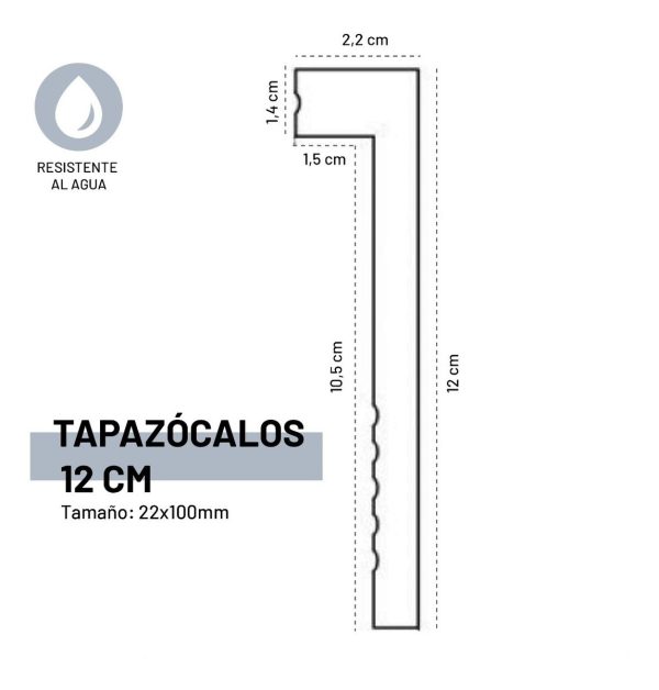 Tapa Zocalo Pvc Blanco Recto 12cm Pasacable X 2,45ml - Imagen 6