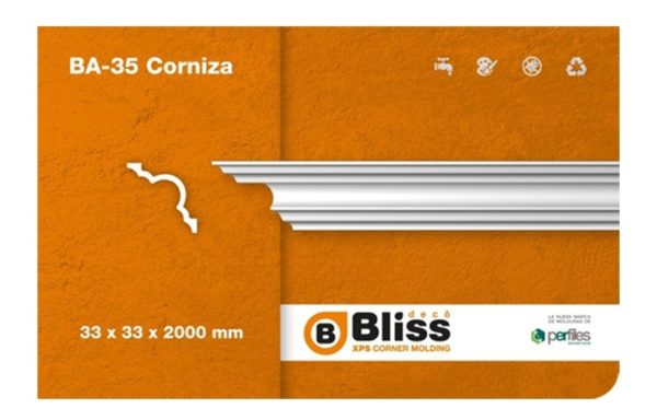 Moldura Telgopor Techo Pared Bliss Ba-35 X Tira 2ml Rambla