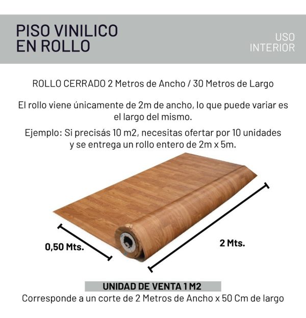Piso Vinílico En Rollo Lentex Bonus Simil Madera X 1 M2 - Imagen 37