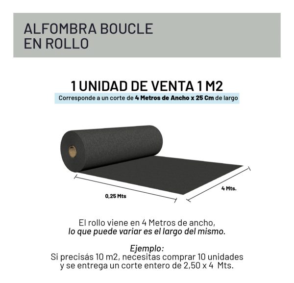 Alfombra Boucle Betap Rambo Rollo 4 Mts Alto Tránsito X 1m2 - Imagen 8