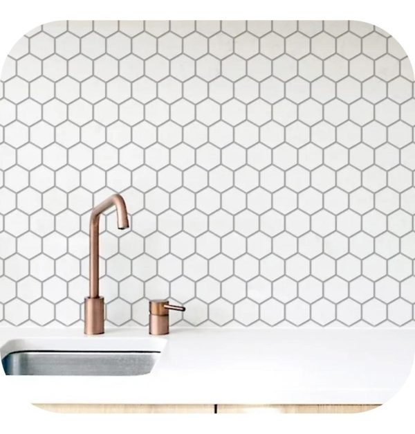 Vinilo Autoadhesivo Azulejo Cerámico Hexagonal Cocina Baño Color Blanco 16592 - Imagen 10
