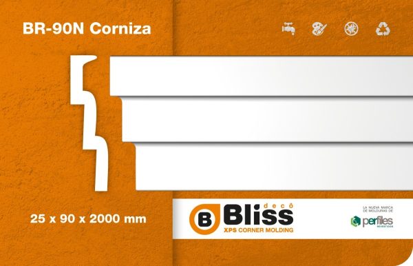 Moldura Telgopor Techo Pared Bliss Br-90 X Tira 2ml Rambla - Imagen 2