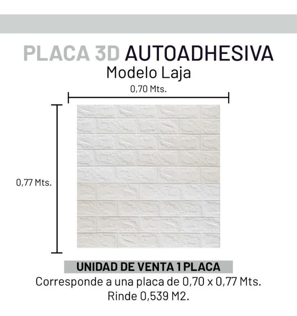 Placas 3d Vinilo Autoadhesivo Pared Ladrillo Laja 70x77 Cm - Imagen 2