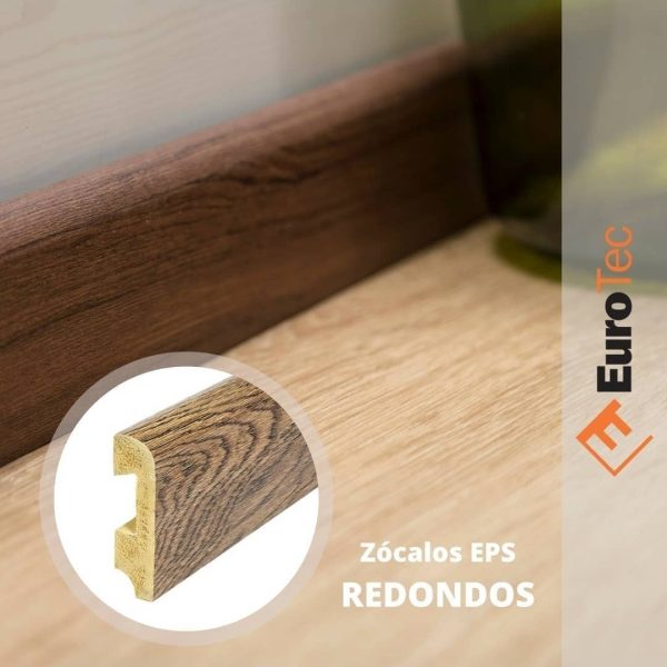 Zócalo Eurotec Redondo Pvc Eps 7cm 2,45m Curvo Simil Madera - Imagen 2