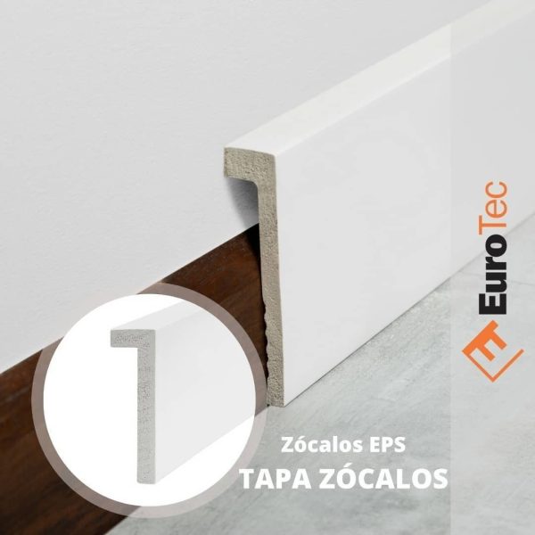 Tapa Zocalo Pvc Blanco Recto 12cm Pasacable X 2,45ml - Imagen 2