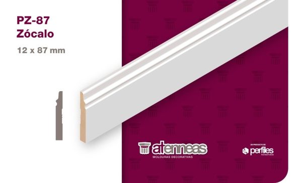 Zocalo Atenneas Pz-87 Mdf Prepintado Blanco X 2,60 Ml - Imagen 2