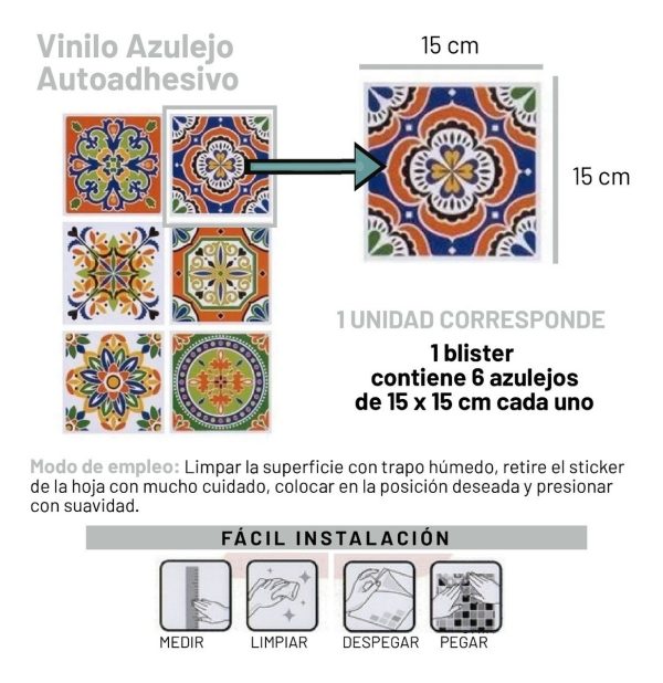 Azulejos Autoadhesivos Vinilo Muresco 16211 X 6 U Rambla - Imagen 6