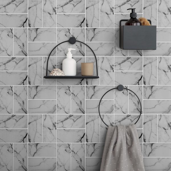 Cerámico Autoadhesivo Simil Marmol Cocina Baño Muresco - Imagen 3