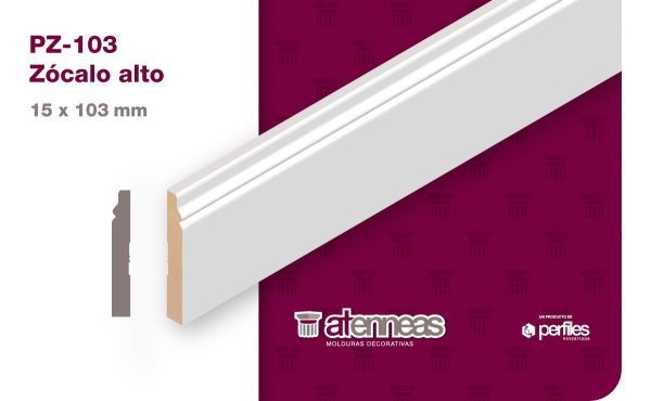 Zocalo Atenneas Pz-103 Mdf Prepintado Blanco X 2,75 Ml - Imagen 3