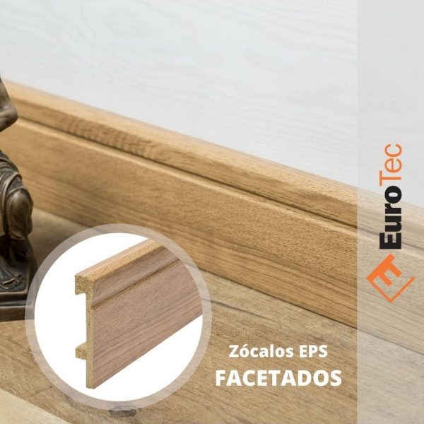 Zócalo Pvc Eurotec Facetado Simil Madera 8cm X 2.45 Mts - Imagen 2