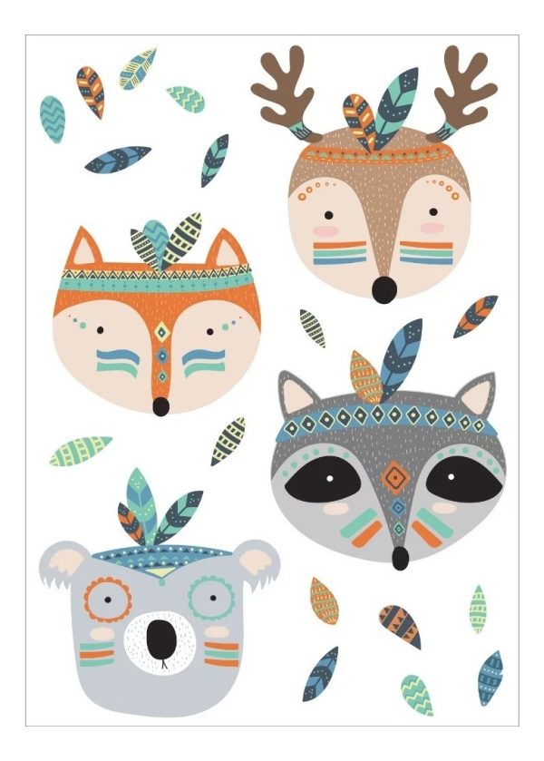 Vinilo Wallsticker Autoadhesivo Animales Cara Pared Puerta Color Blanco