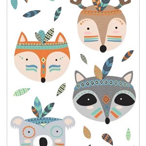 Vinilo Wallsticker Autoadhesivo Animales Cara Pared Puerta Color Blanco